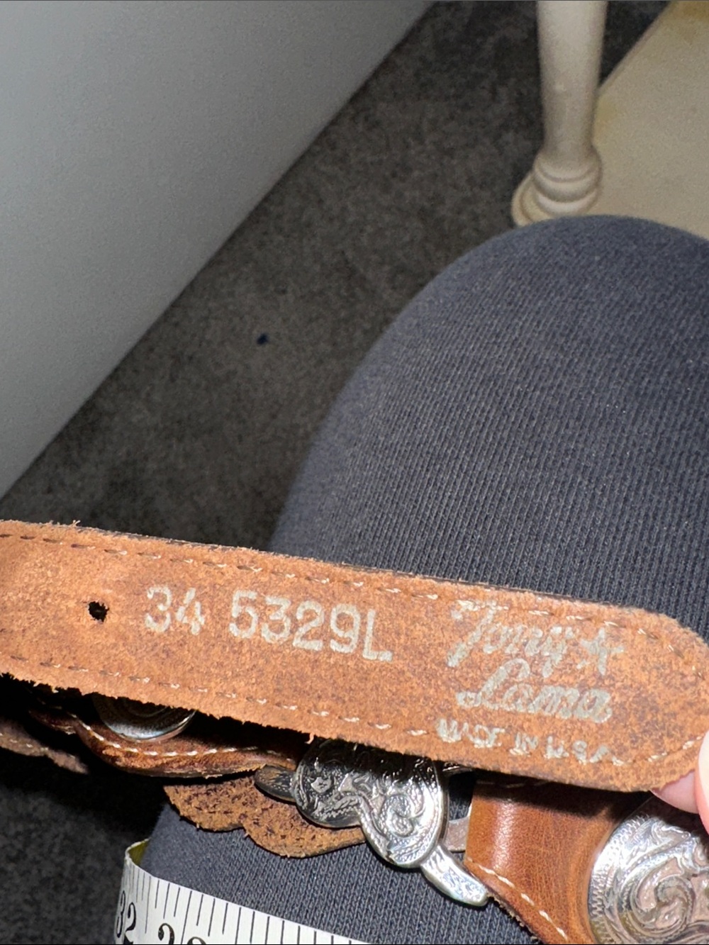 Tony Lama Brown Leather Western Belt with Silver Heart Conchos vintage USA - Picture 5 of 9